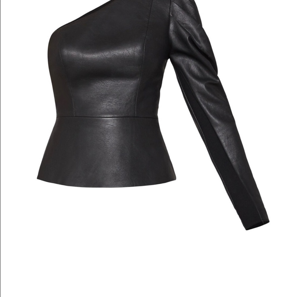 BCBG faux leather peplum top